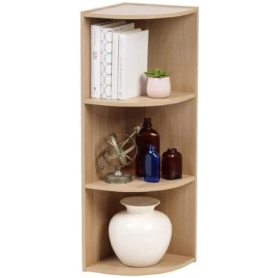 Image de Iris Ohyama, Meuble de Rangement en Bois, Bibliotheque, 3 Niveaux, Étagère, d&#039;Angle Modulaire, Polyvalent, Marron Clair, Ouvert, pour Salon, Bureau, Chambre, CD, Livre, Assemblage Facile, CX 3C