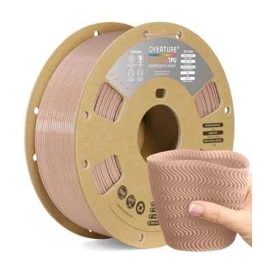 Image de OVERTURE TPU High Speed Filament 1,75 mm, Flexible 95A Roll, bobine de 1kg (2,2 lb), Précision Dimensionnelle +/ 0,02 mm (HS Rose Pastel)