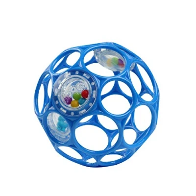 Image de Bright Starts Oball Hochet facile à saisir Jouet pour nourrissons sans BPA en bleu, les nouveaux nés +
