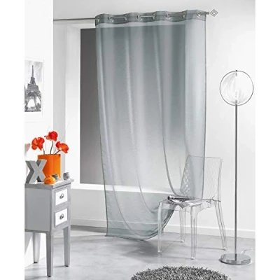 Image de douceur d&#039;intérieur, Voilage à Oeillets (140 x 240 cm) Lissea Gris, Voile Sablé