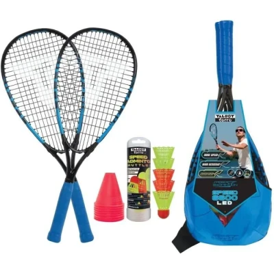 Image de Talbot Torro Set de Badminton Speed ​​​​6600 LED, Complet avec 2 Raquettes en Aluminium 58,5 cm, 5 Volants LED pour Jouer dans l&#039;Obscurité, Marquages ​​​​de Terrain, 490119