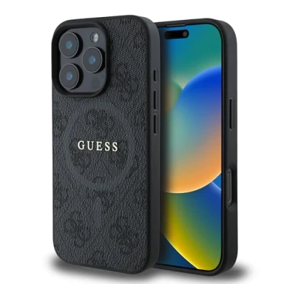 Image de CG MOBILE Guess Magsafe Coque Rigide en polyuréthane 4G avec Logo Classique pour iPhone 16 Pro Max Noir