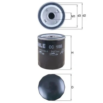 Image de MAHLE ORIGINAL OC 198 Filtre à huile avec un clapet de non retour vissé