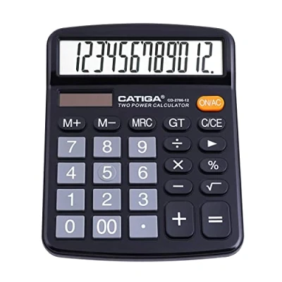 Image de Calculatrice de Bureau 12 Chiffres avec Grand écran LCD et Bouton Sensible, Double Alimentation Solaire Batterie, Fonction Standard pour Bureau, Maison, école, CD 2786