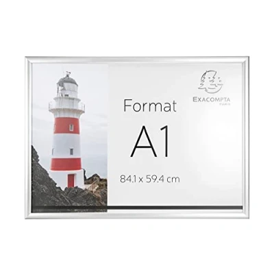 Image de Exacompta Réf. 8194358D 1 cadre mural aluminium format à classer A1 Utilisation verticale ou horizontale dimensions 87,1 x 62,4 1,2 cm Idéal pour les affiches, photos Alu/cristal