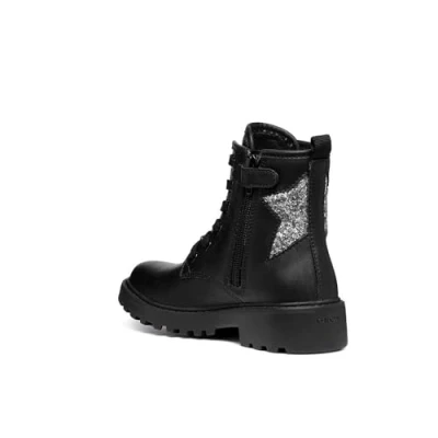 Image de Geox J Casey Bottines à lacets, Femme, Taille: 38, Noir Cuir