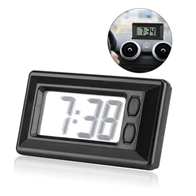 Image de Horloge numérique, Mini LCD Voiture Camion auto Tableau de bord Heure Support adhésif Groupe véhicule numérique électronique avec affichage la date et du calendrier