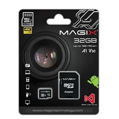 Image de Magix Carte Mémoire microSD 32Go Classe 10 V30 U3, Vitesse de Lecture Allant jusqu&#039;à 95 Mo/s, 4K Series (Adaptateur SD inclus)
