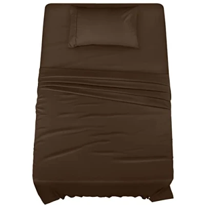 Image de Utopia Bedding Parure de lit 3 pièces en Microfibre brossée, résistante au rétrécissement et à la décoloration, Facile d&#039;entretien (lit Simple, Marron)