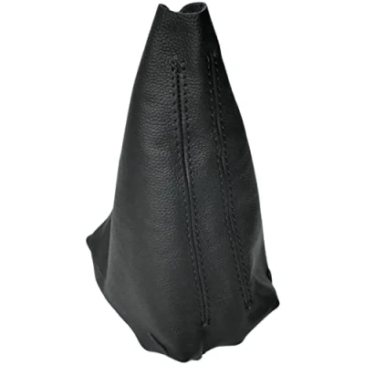Image de AERZETIX C59528 Soufflet de levier vitesse en cuir véritable compatible avec Peugeot 208 I 2012 à 2018 noir surpiqûres noires pour boîte manuelle