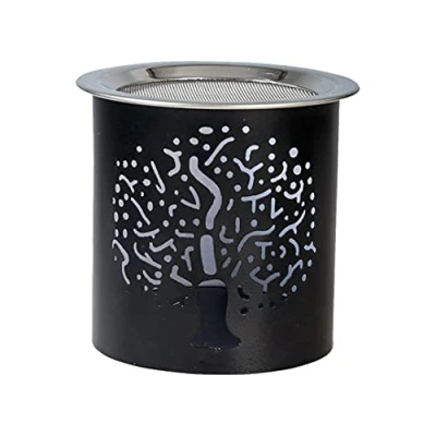 Image de NKlaus Encensoir Fer Arbre Motif Noir Hauteur : 8cm avec Bougie à Chauffe Plat Tamis pour encens 10907