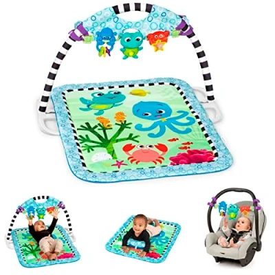 Image de Baby Einstein Neptune&#039;s Discovery Reef, 3 en 1, Play Gym &amp; Take Along Toy Bar, 65+ Mélodies et Chansons, 4 Modes d&#039;amusement, Nouveau né