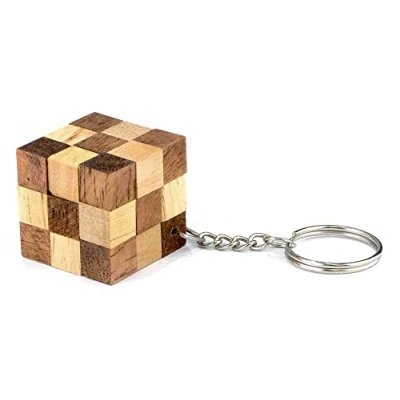 Image de Logica Jeux Art. Petit Serpent Casse tête Porte clés 3D en Bois Difficulté 3/6 Difficile Collection Leonardo da Vinci