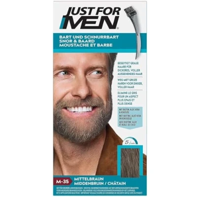 Image de Just For Men Formule, Coloration Moustache Et Barbe Châtain, Élimine Les Poils Blancs Pour Un Résultat Plus Épais, Avec Pinceau Applicateur, Rapide Facile, M35