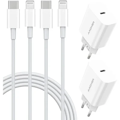 Image de 2*chargeur usb c 20w avec 2*câble iphone 1m[4 pack], compatible 13 12 pro mini 11 x xs xr 8 7p 6p 6s i[171]