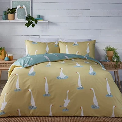 Image de Fusion Puddles The Duck Parure de Lit réversible Double en Jaune