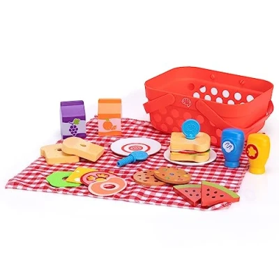 Image de Fat Brain Toys Mon Panier pour Pique niquer à Deux Pretendables Jouet Enfant dinette Nique, Aliments et Accessoires en Bois Jouer Ensemble Cuisine partir de 3 Ans