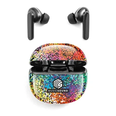 Image de ADSE Music Sound Fancy Casque Intra auriculaire sans Fil Bluetooth Disponible en Plusieurs Couleurs et Motifs Autonomie jusqu&#039;à 25 Heures Noir