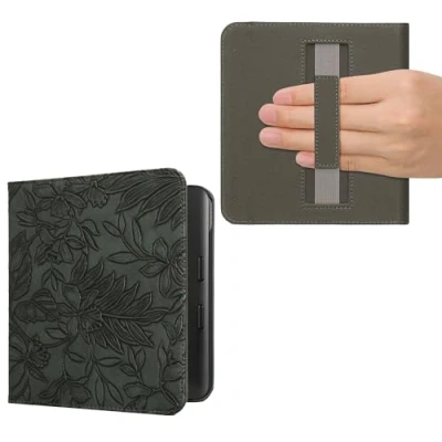 Image de kwmobile Étui Compatible avec Kobo Libra Colour Coque à Rabat magnétique Tablette eReader Similicuir Sangle Vert