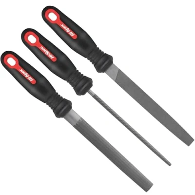 Image de Hi Spec Set de 3 Limes en Acier Premium: Ensemble d&#039;Outils Lime à Main pour le Bricolage Idéal Travail du Bois et Métal, Formage Précision