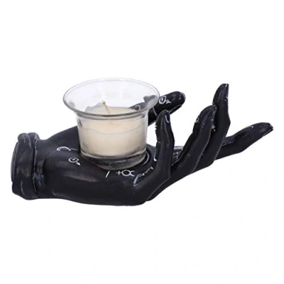 Image de Nemesis Now Palmist&#039;s Prediction Bougeoir en Forme de Main Chiromancy Noir 18,3 cm