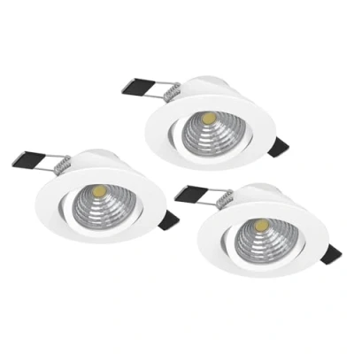 Image de Eglo Spot encastrable moderne Saliceto en aluminium blanc 3 lumières LED 6 W 2 700 K
