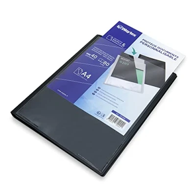 Image de WAYTEX 931445 Protège Documents A4 Personnalisable 80 Vues 40 Pochettes Couverture Polypro Noir