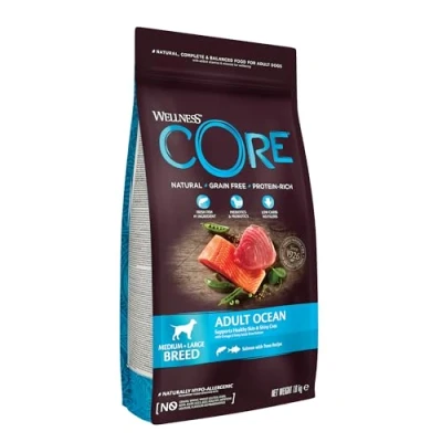 Image de Wellness Core Ocean, Croquettes pour Chien de Grande et Moyenne Taille, Naturelles Sans Céréale, Saumon/Thon, 1.8 kg