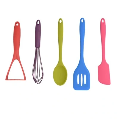 Image de Colourworks Set D&#039;Ustensiles de Cuisine en Silicone, dans une Boîte Cadeau, Multicolore, 5 Pièces