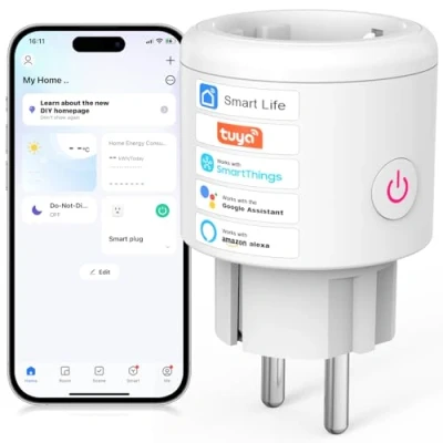 Image de SURFOU Prise Connectée Minuteur Programmable WiFi, Programmateur Électrique, Compatible avec Alexa, Google Home et SmartThings, Commande Vocale, Contrôle à Distance par APP Smart Life