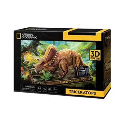 Image de National Geographic Puzzle 3D Triceratops Enfant Dinosaure De Puzzles Modèles À Assembler 44 Pièces