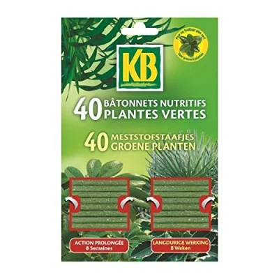 Image de Bâtonnets nutritifs plantes vertes KB Action prolongée 8 semaines NPK 10 7 9 + 2% mgo