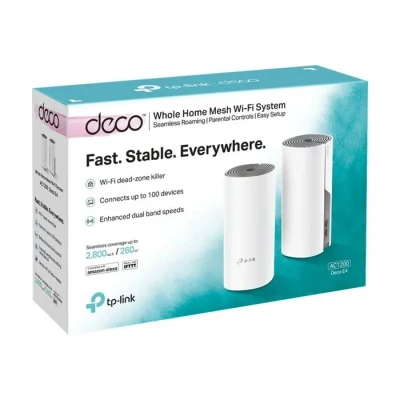 Image de TP Link Deco E4 (2 pack) Bi bande (2,4 GHz / 5 GHz) Wi Fi (802.11ac) Blanc, Gris Interne Neuf