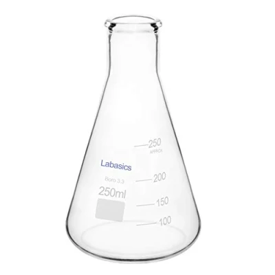 Image de Labasics Erlenmeyer Bouteille en Verre Borosilicate, Flask Ballon de Chimie à Bouche Étroit et Bord Résistant 250ml