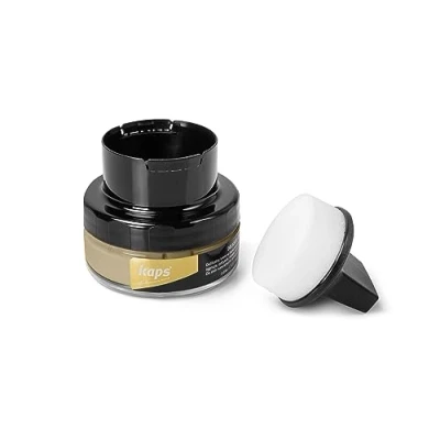 Image de Kaps Crème Délicate de Cirage avec Applicateur en Éponge pour Cuir naturel et Matières synthétiques ou Maroquinerie 50ml, Biscuit 104