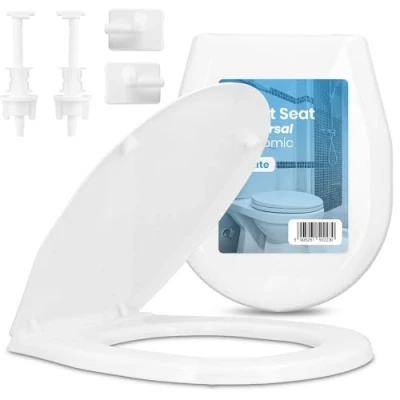 Image de Abattant WC Siège Toilettes Lunette Universel Couvercle Blanc Ovale Montage Facile Nettoyage Simple Conception Ergonomique