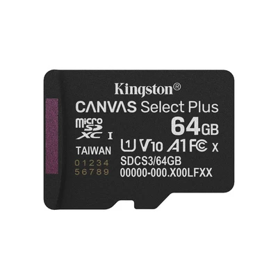 Image de Kingston Canvas Select Plus Carte mémoire microSD 64GB micSDXC Gen3 100R A1 Adaptateur SD Non Inclus SDCS3/64GBSP