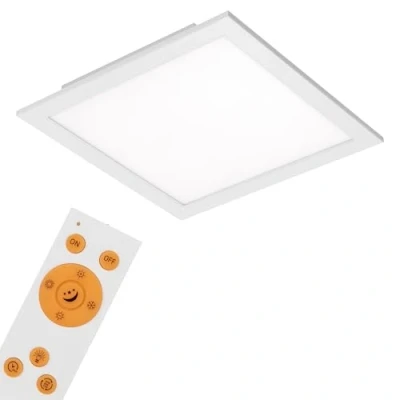 Image de Briloner Leuchten Plafonnier LED carré encastrable blanc Panneau 18 W dimmable Température de couleur réglable par télécommande Idéal pour le bureau ou salon