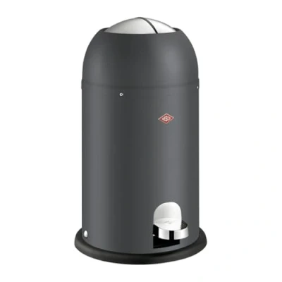 Image de WESCO Poubelle Kickmaster Junior de couleur graphite mat, tôle d&#039;acier revêtue par pulvérisation, amortisseur intégré, volume 12 litres, insert en plastique, clapet d&#039;insertion