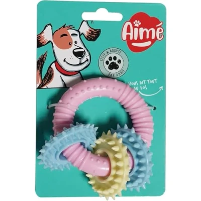 Image de Aimé Aime Jouet pour Chien À Mcher, Anneau, Dentaire Petit Et Chiot, Dim. 10cm, Couleur Pastel Mcher