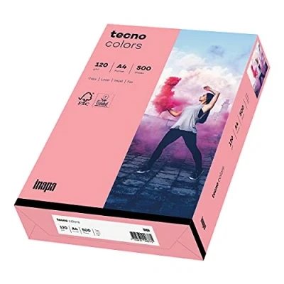 Image de Inapa Tecno Colors Lot de 250 feuilles papier coloré Rose Format A4 120 g/m²