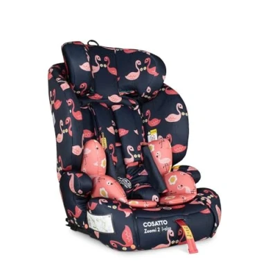 Image de Cosatto Zoomi 2 iSize Siège auto de 76 cm à 150 (environ 15 mois 12 ans), ISOFIT, appuie tête réglable, protection contre les chocs latéraux, installation facile, testé R129 (joli flamant rose)