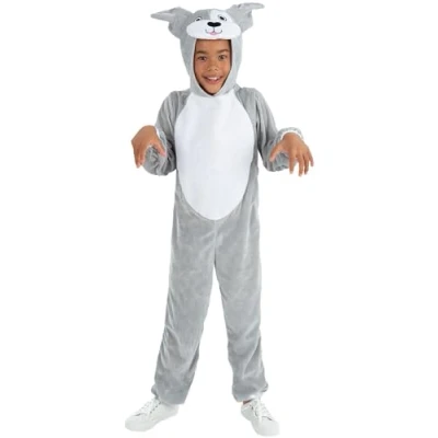 Image de Smiffys Déguisement de chien onesie, Gris, avec combinaison à capuche et queue