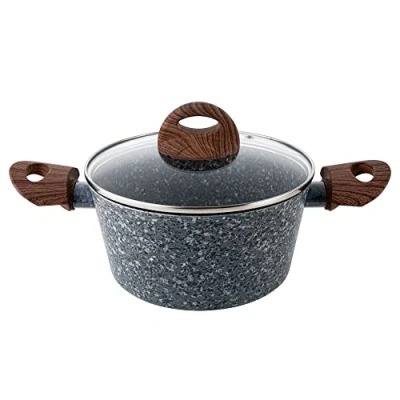 Image de Grande Cocotte 6,1 L, Induction, 28 cm, Anti Adhésif sans PFOA, Aluminium Florina Granite Gris 77932