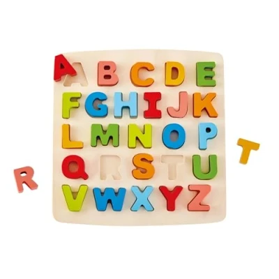 Image de Hape Puzzle Alphabet en Bois Enfant 3 ans et plus Montessori 27 Pièces Multicolore Préhension, Motricité, Coordination Oeil Main Apprentissage de l&#039;Alphabet &amp; des Couleurs