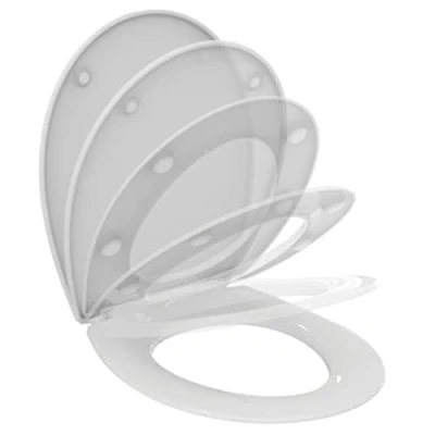 Image de Porcher Abattant WC, Lunette Toilette, Siège WC,E131801 Charnières Acier Inoxydables Blanc Résistant Thermodur Fixation par le dessous incluses,Modèle authentique