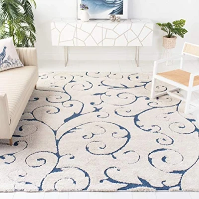 Image de Safavieh Grand Tapis de Salon rectangulaire pour Une Utilisation en intérieur, Polypropylène, Crème/Bleu, 243 X 304 cm