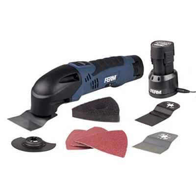 Image de FERM Batterie Li Ion de Multi Tool Outil multifonction Oscillation 12 V/1.5Ah avec 8 Accessoires Vitesse variable contrôle Coffret rangement robuste
