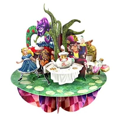 Image de SANTORO Pirouette, Carte de Voeux 3D Pop Up Alice au Pays des Merveilles Pour Elle, Enfants, Anniversaire (NoirBlanc)