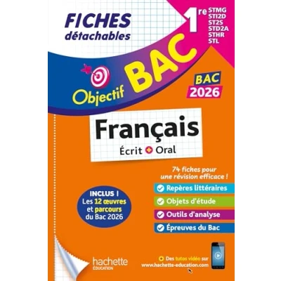 Image de Objectif BAC 2026 Fiches détachables Français 1res STMG STI2D ST2S STL STD2A STHR (Broché)